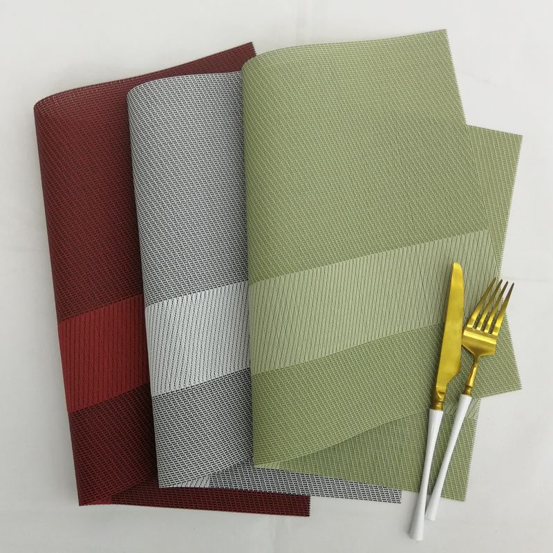 Simple Plaid Woven Texlin Placemat Pvc Placemat Hotel Thickened Insulation Non-Slip Placemat Factory Direct Sales undefined