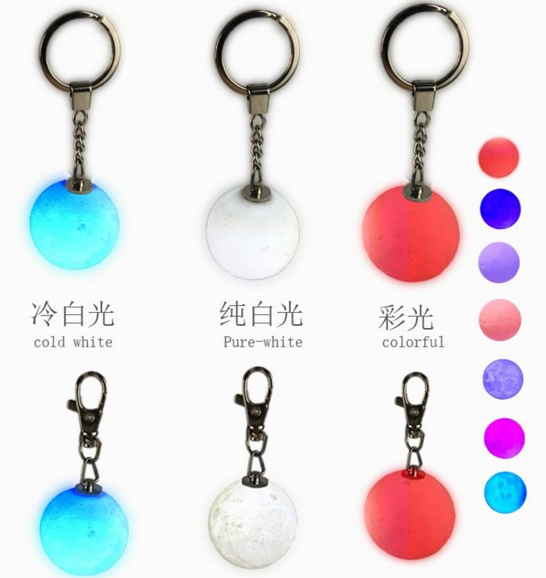 LED moon lamp pendant, 3D printed pet ball, can be single-color or seven-color with long-lasting bright flash detail image 1