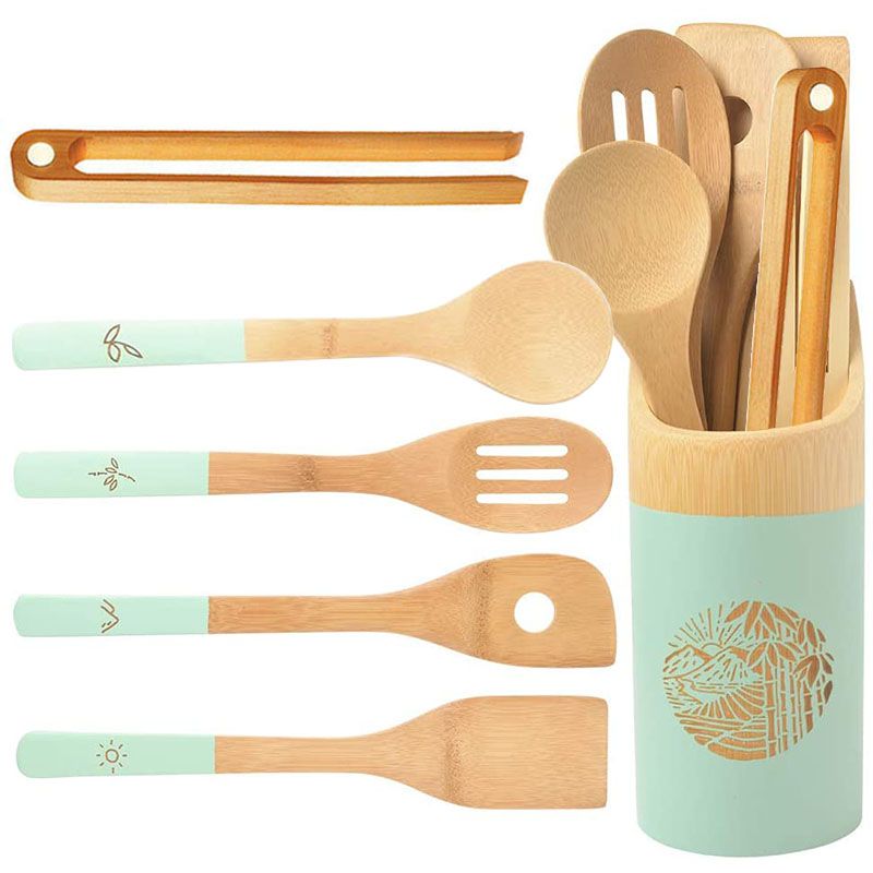 亚马逊厨具 厨房用具套装 厨房用具创意 上漆竹铲 utensil set详情图1