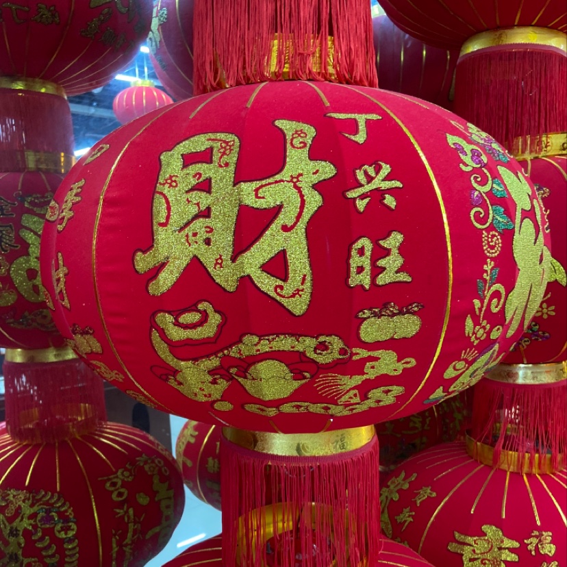 全家福人丁兴旺红灯笼福字节庆用品春节福字客厅挂饰喜庆装饰品产品图