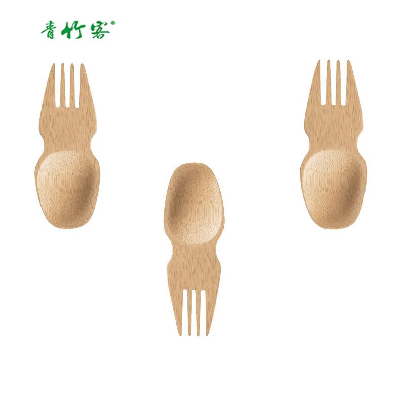 亚马逊爆款 儿童叉勺套装 西餐餐具 叉勺一体 bamboo spork