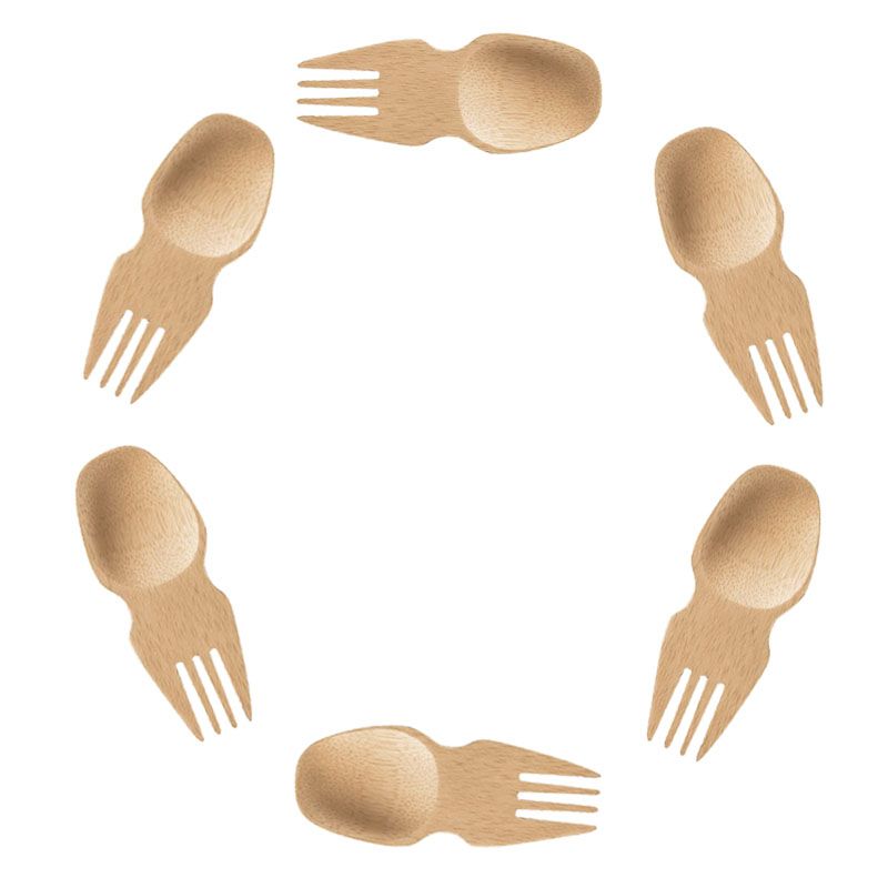 Amazon Children's Fork Spoon Set Western Tableware Fork Spoon One Bamboo Spork Specification drawing
