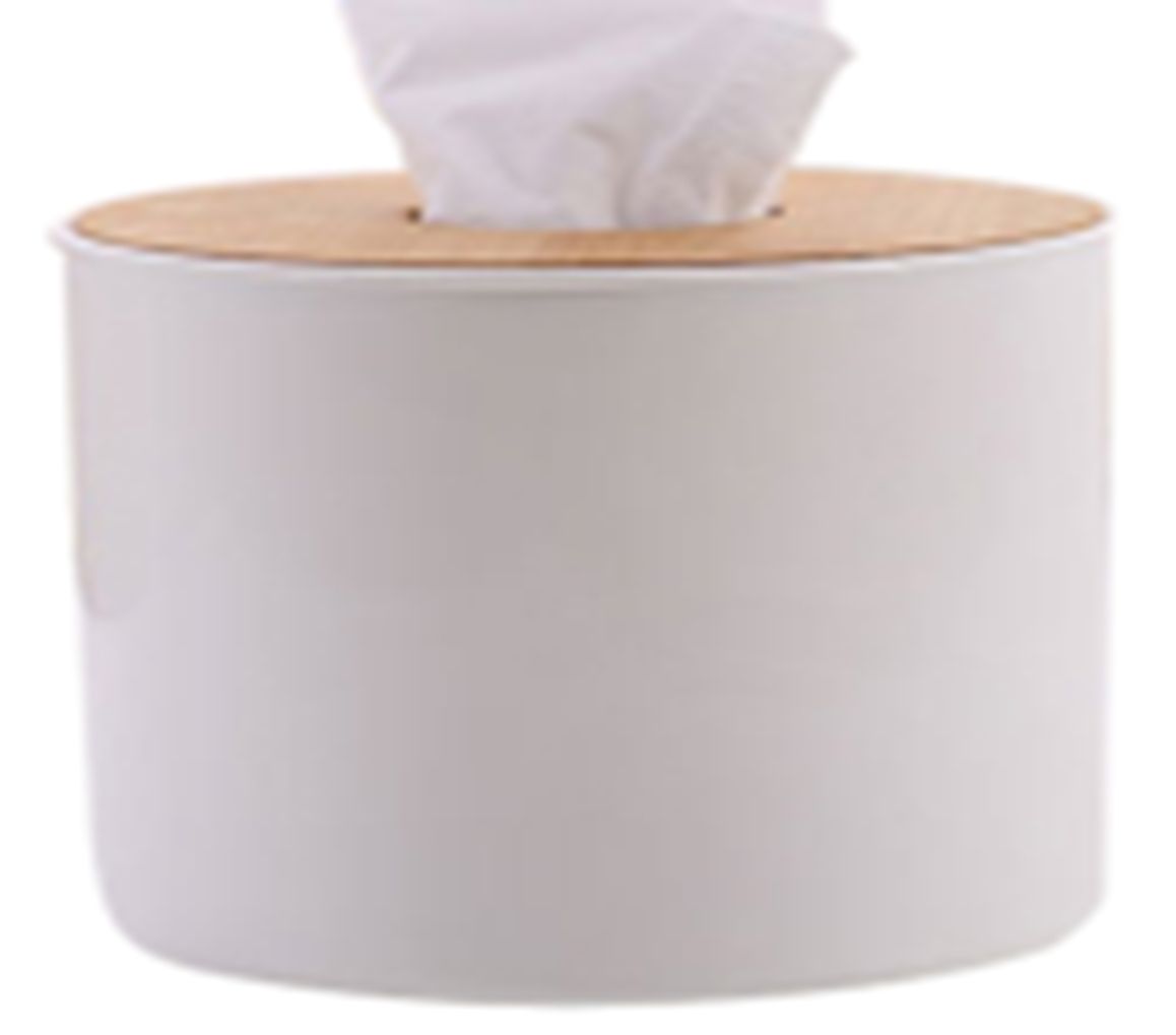 Yi Wu Hao Japanese paper towel box with round bamboo cover /34391 full figure