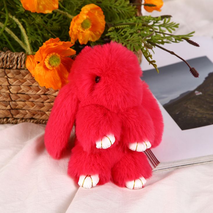 现货仿濑兔毛钥匙扣挂件 可爱兔子包包挂饰 儿童毛绒玩具汽车挂饰详情图5