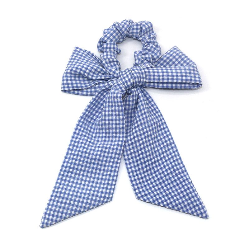 欧美新款蝴蝶结格子大肠发圈 时尚个性发绳头花布艺发饰批发详情图2