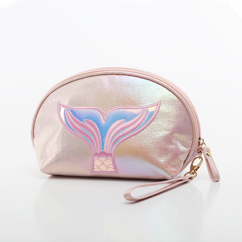 Hot-selling embroidery beauty fish tail semi-round bag, rainbow crack cosmetic bag, cartoon phantom color handbag in foreign trade detail image 8