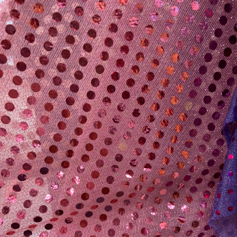 粉色门幅1米珠片针织布料服装装饰品工艺品头饰面料