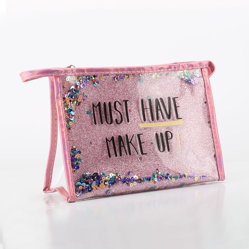 PVC流沙公文包可定制logo金粉拼接洗漱包防水化妆品收纳包详情图7