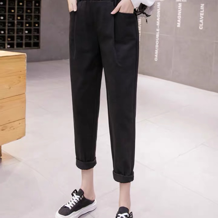 Grey sweatpants haren loose bunched trousers for women autumn winter high waist slimmer watch-pants trendy harbor taste leisure nine minutes trousers 6 thumbnail