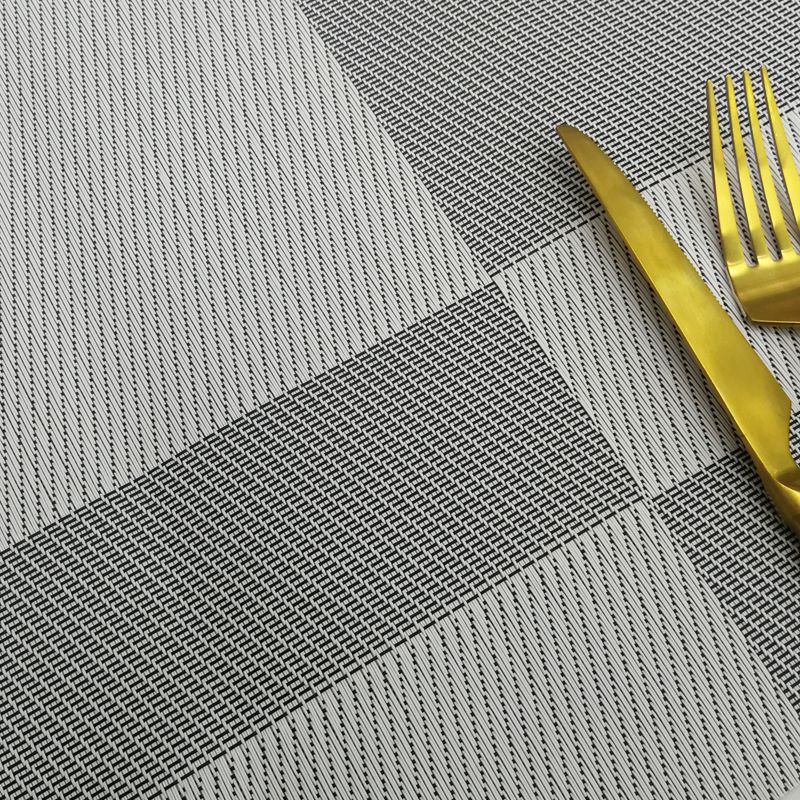 Simple Plaid Woven Texlin Placemat Pvc Placemat Hotel Thickened Insulation Non-Slip Placemat Factory Direct Sales Specification drawing