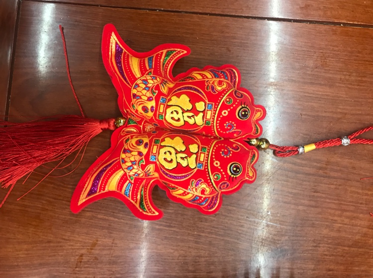 Printed double fish pendant for festivals