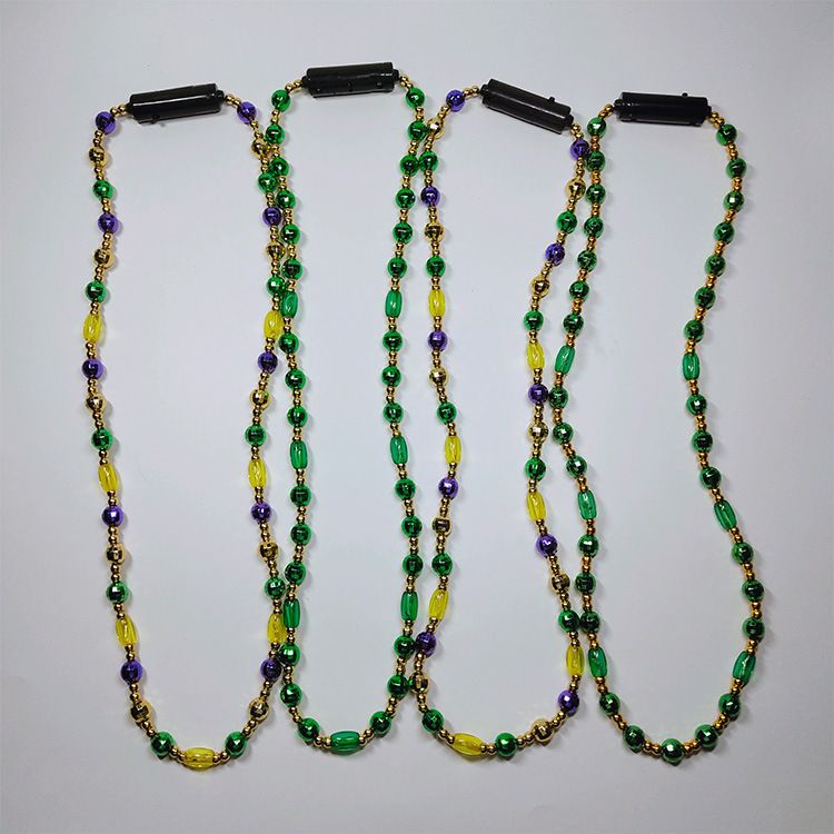 LED Christmas light necklace, seven-color flashing necklace, cheering event, round LED light bead chain detail image 4