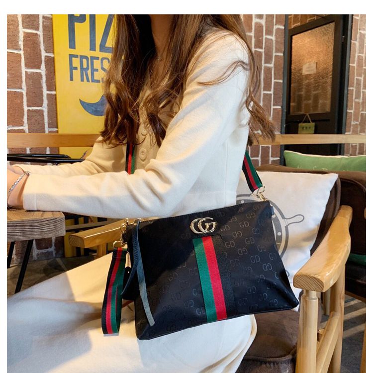 新款单肩包欧美时尚女包尼龙包百搭撞色斜挎包轻便包包购物袋186