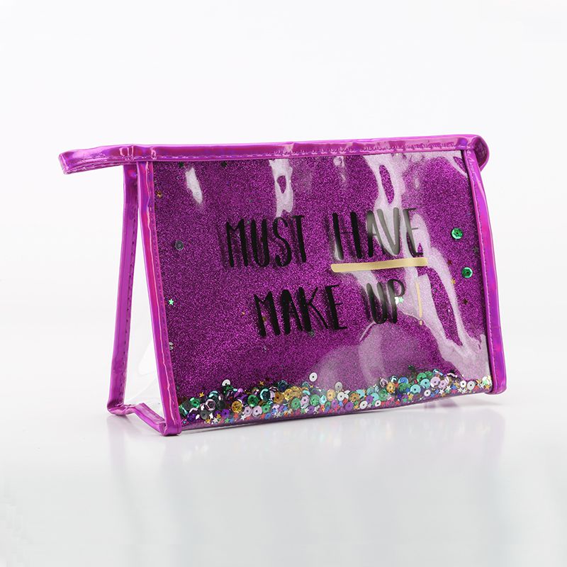 PVC流沙公文包可定制logo金粉拼接洗漱包防水化妆品收纳包详情图5