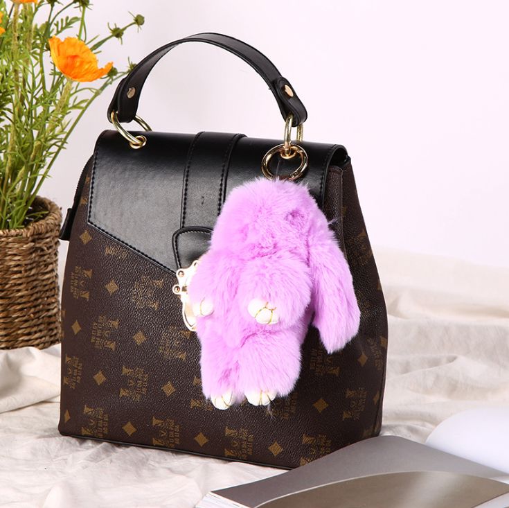 现货仿濑兔毛钥匙扣挂件 可爱兔子包包挂饰 儿童毛绒玩具汽车挂饰详情图4