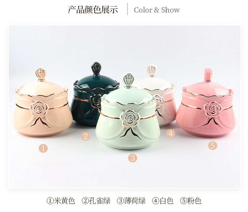 简欧陶瓷密封罐糖果茶叶罐五谷杂粮食物储存罐礼品日用百货两个装详情图4