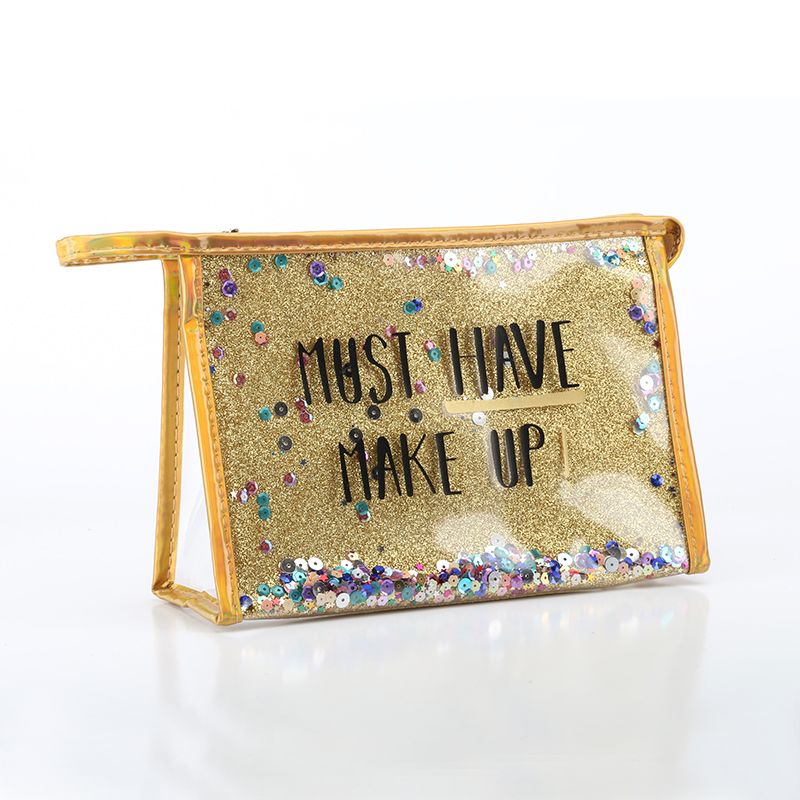 PVC流沙公文包可定制logo金粉拼接洗漱包防水化妆品收纳包详情图6