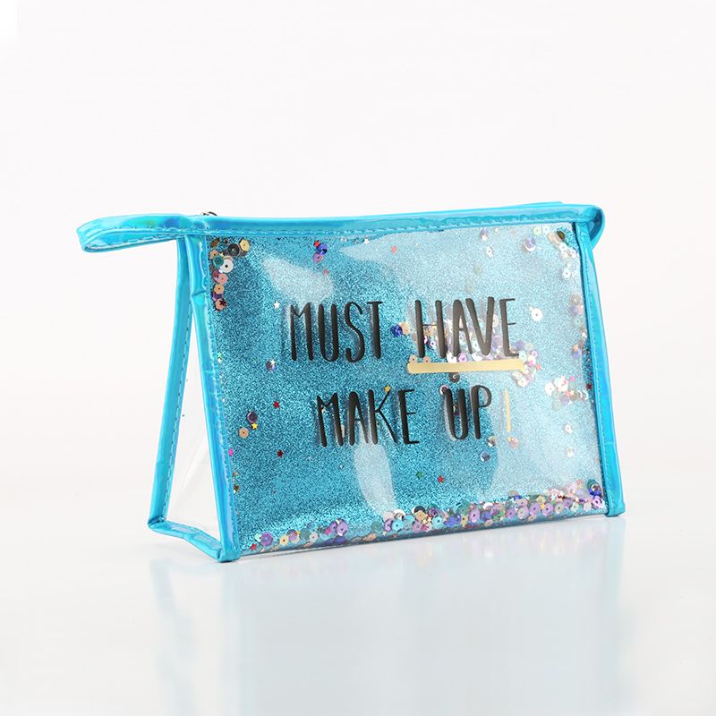 PVC流沙公文包可定制logo金粉拼接洗漱包防水化妆品收纳包详情图8