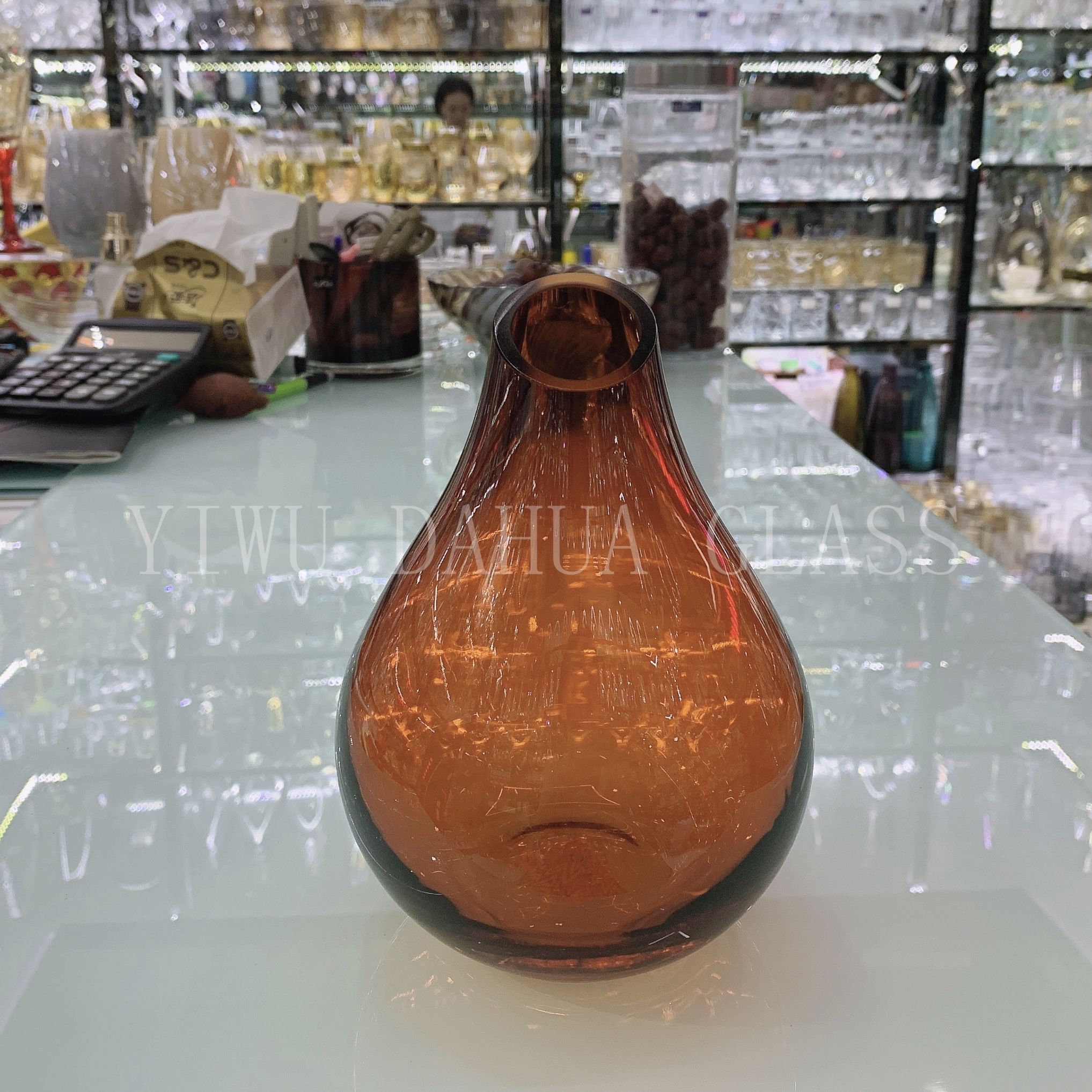 Set of multi-color vases creating a dynamic display