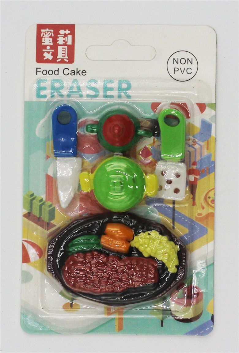 Xk-011造型橡皮牛排餐叉快餐茶壶等食品造型DIY可爱仿真橡皮擦详情图2