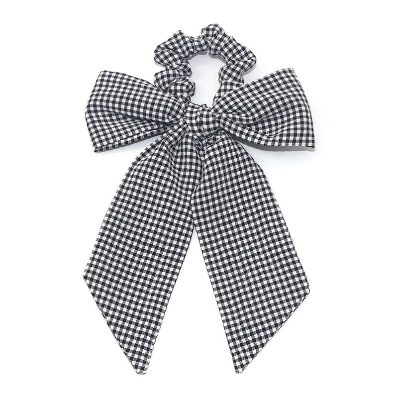 欧美新款蝴蝶结格子大肠发圈 时尚个性发绳头花布艺发饰批发详情图3