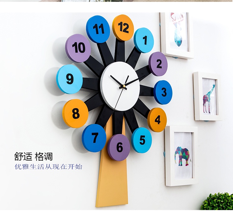 Color cartoon creative decoration mute wall clock thumbnail