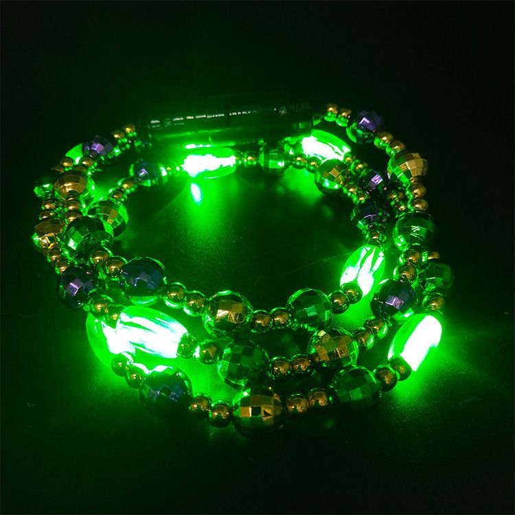 LED Christmas light necklace, seven-color flashing necklace, cheering event, round LED light bead chain detail image 8