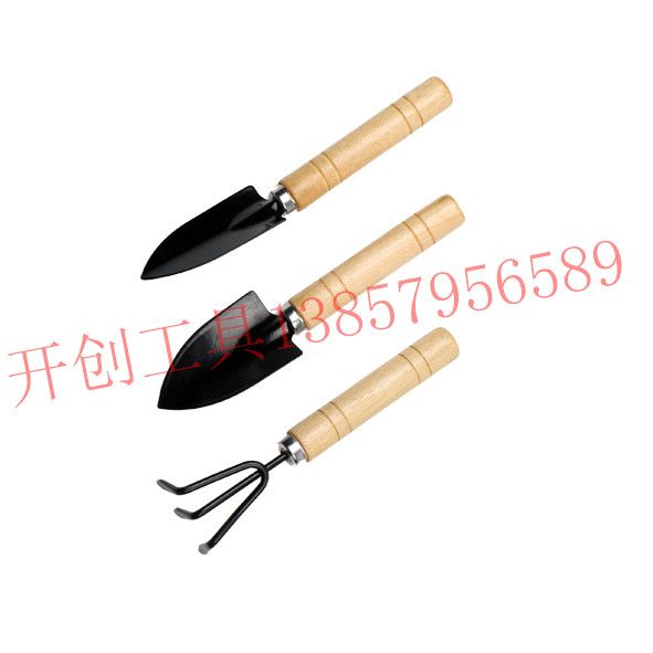 Garden Tools Three-piece mini shovel/rake/spade with wooden handle Plant potted flower tools
