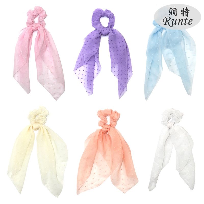 韩版小清新温柔扎头发皮筋头绳雪纺飘带蝴蝶结发圈厂家直销