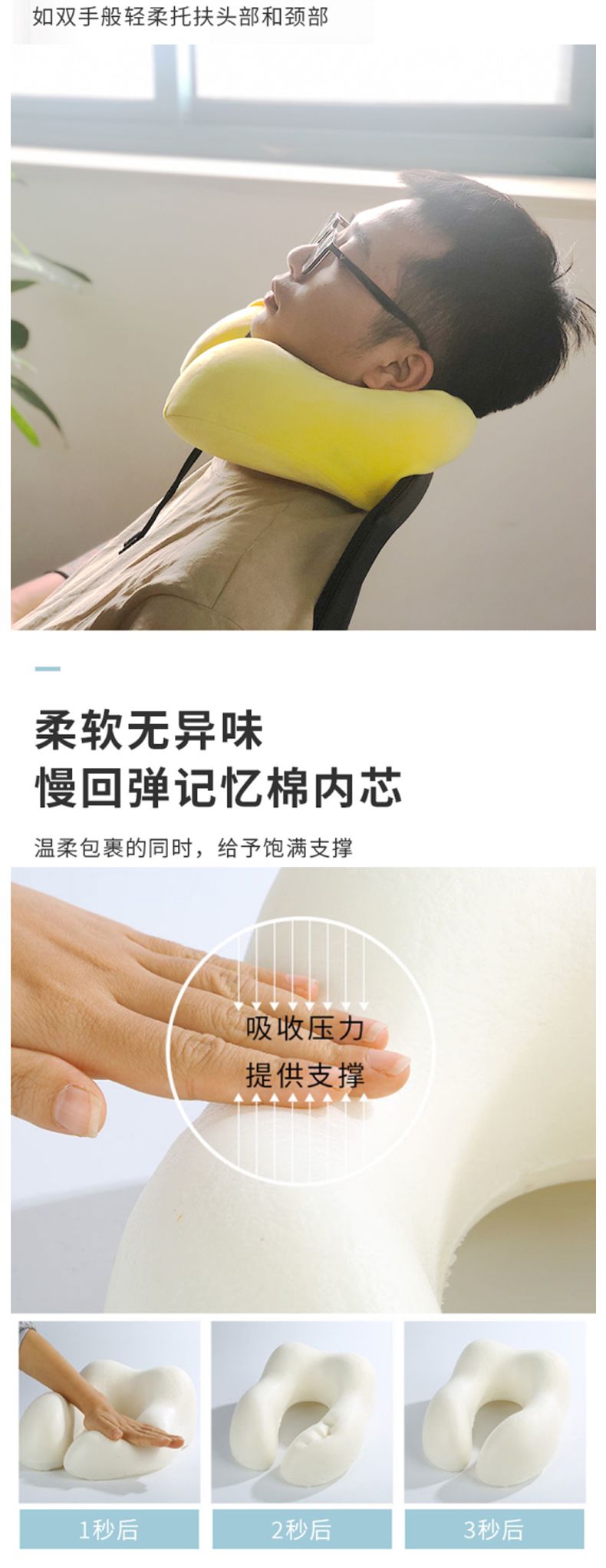 双驼峰记忆棉U型枕1 床上用品详情5