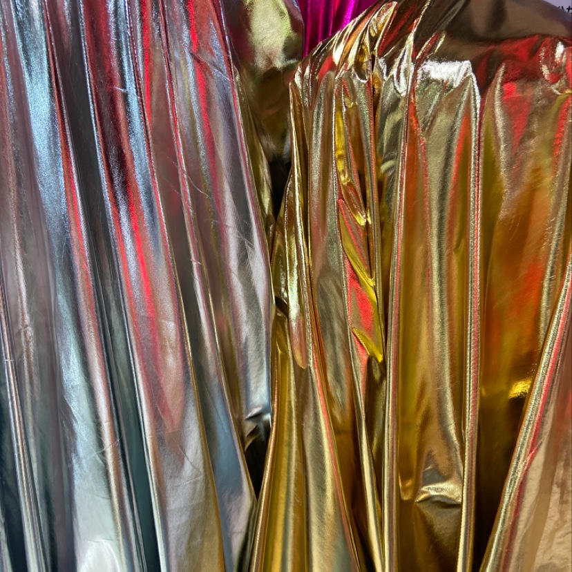 国潮金银布针织布料服装装饰品工艺品头饰面料2022