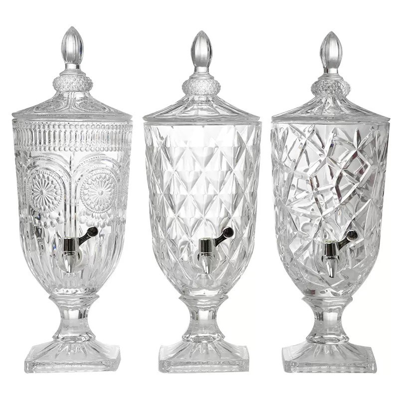 果汁缸玻璃果汁壶果汁器皿水晶果汁缸汽水罐2L3L5L