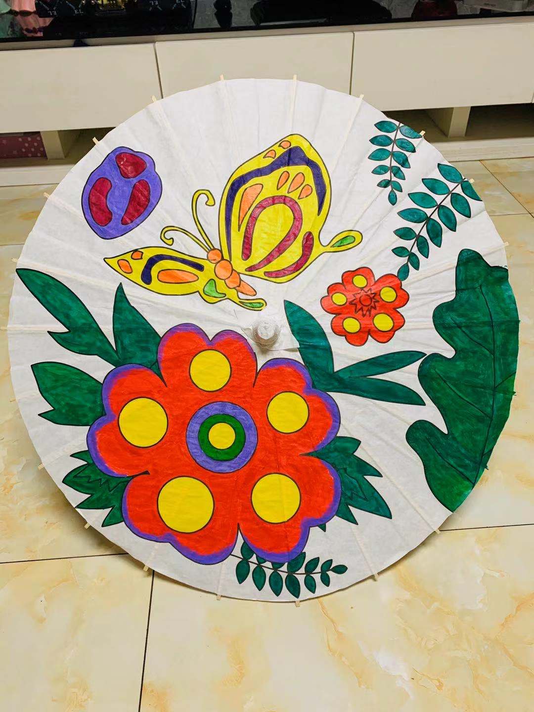 630线稿伞diy幼教绘画涂鸦纸伞儿童工艺伞详情图1