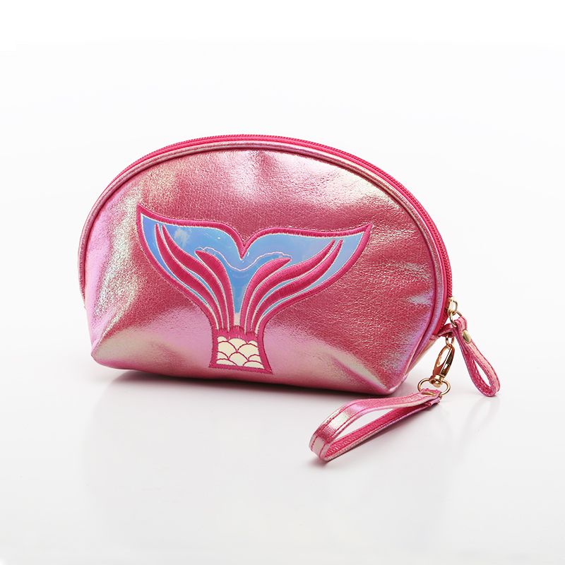 Hot-selling embroidery beauty fish tail semi-round bag, rainbow crack cosmetic bag, cartoon phantom color handbag in foreign trade detail image 11