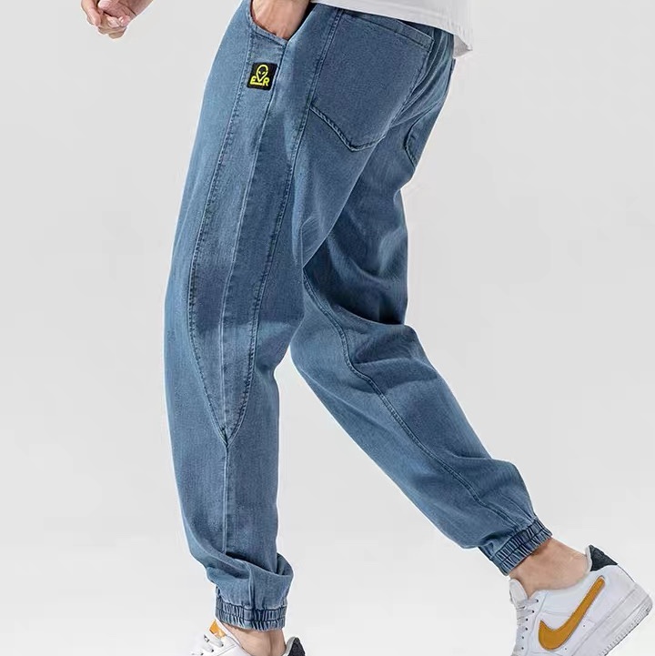 Slim summer plover jeans for men with fat, hipster, baggy stretch, fat pants, straight slacks. 34