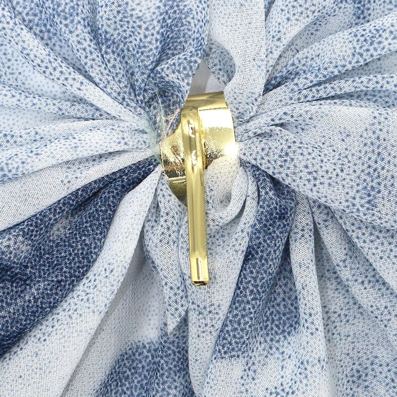Cross-border retro printed chiffon curly silk scarf hair tie, ribbon ponytail hair band, Korean version bow hair tie pic 5