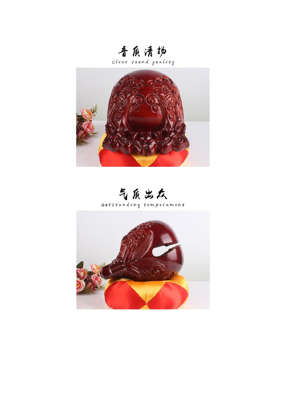 6-inch dragon-carved wooden fish ritual implements, solid wood temple percussion instruments, camphor wood for household use detail image 6