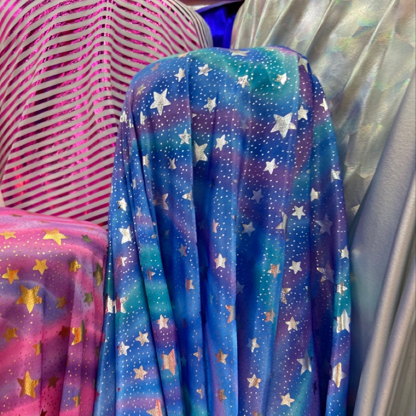 蓝色印花五角星布料服装装饰品工艺品头饰面料