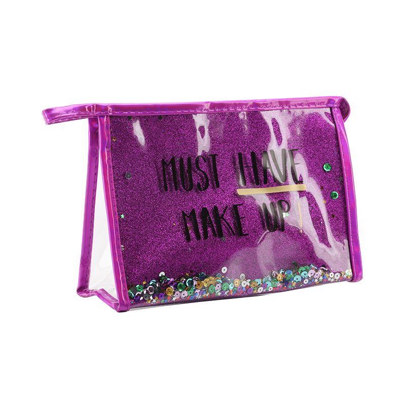 PVC流沙公文包可定制logo金粉拼接洗漱包防水化妆品收纳包详情图14