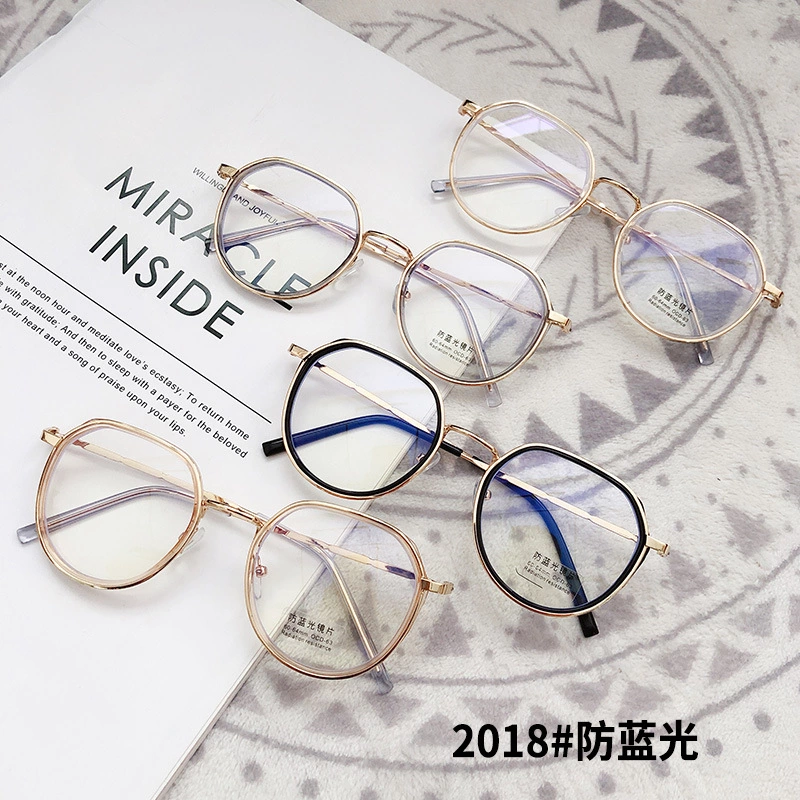 新款潮流防蓝光复古平光镜米钉镜框电脑护目镜男女通用镜架送眼镜盒