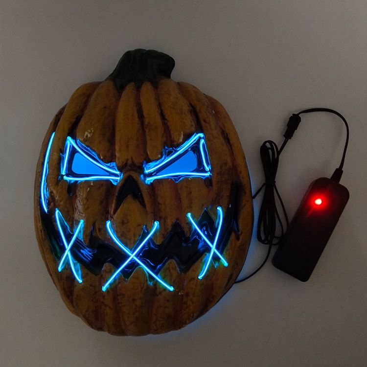 厂家现货供应EL发光面具 动物发光面具 恐怖小丑面具白底实物图