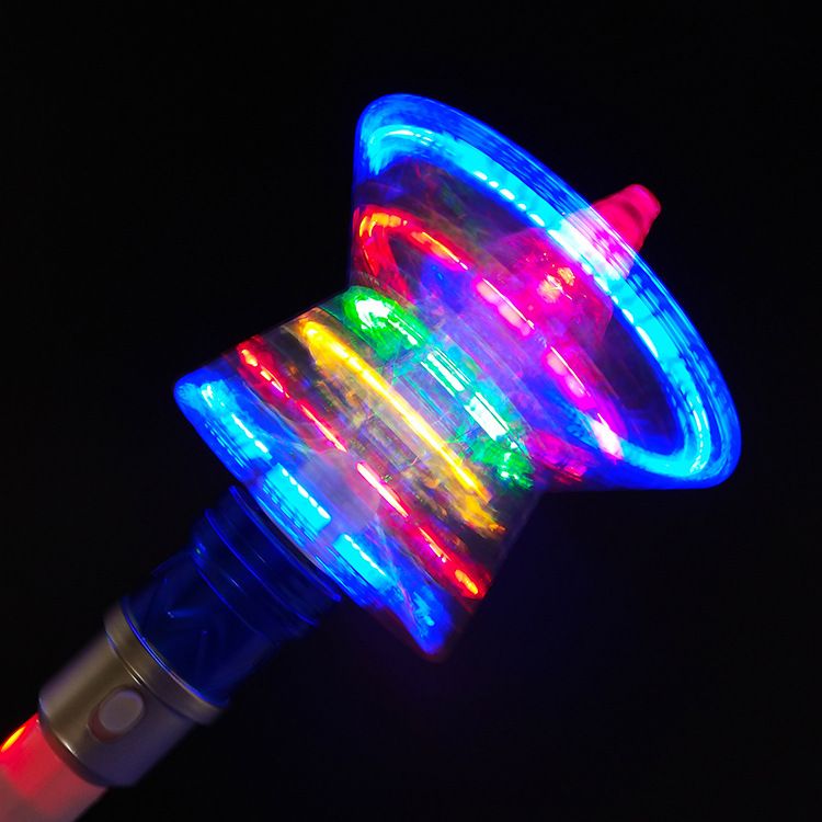 雪花发光旋转棒 五角星手柄发光棒 儿童魔法七彩星星棒详情图4