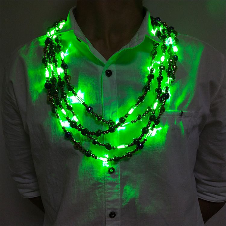 LED Christmas light necklace, seven-color flashing necklace, cheering event, round LED light bead chain Specification image