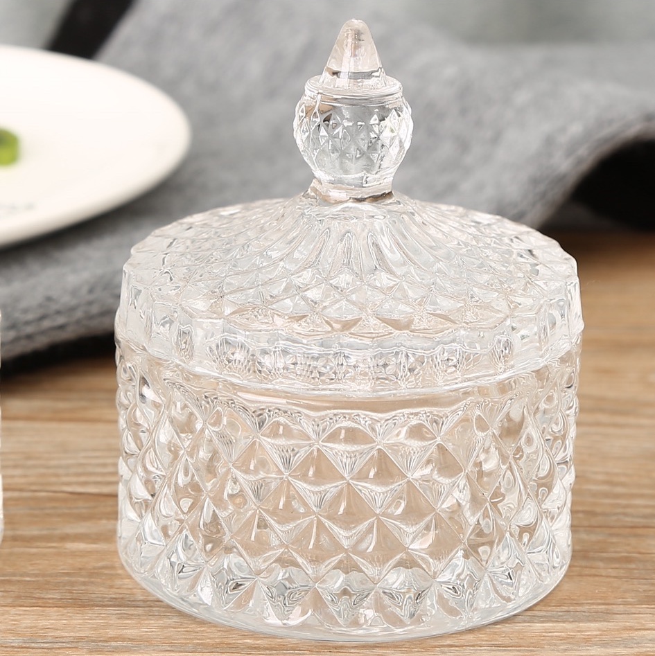 钻石糖缸 玻璃糖缸小号钻石糖缸 玻璃储物罐 装饰礼品图