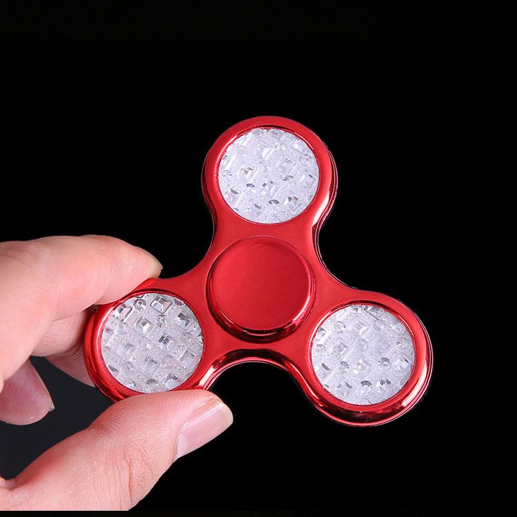 Three-leaf electroplated diamond fidget top fashion sapphire fidget top toy colorful LED luminous fidget top
