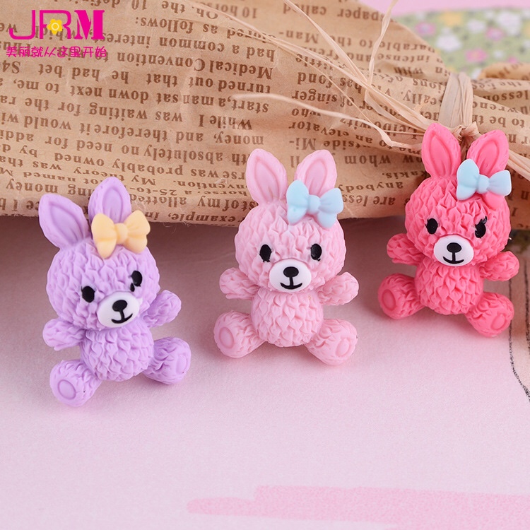 Eyeglass case decoration DIY accessories rubber paint scrub rabbit resin accessories mobile phone case accessories wholesale