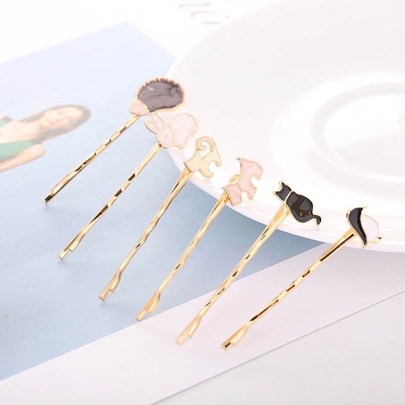Fashion style rabbit penguin hedgehog oil hairpin word clip ladies fashion headdress Korean style headdress