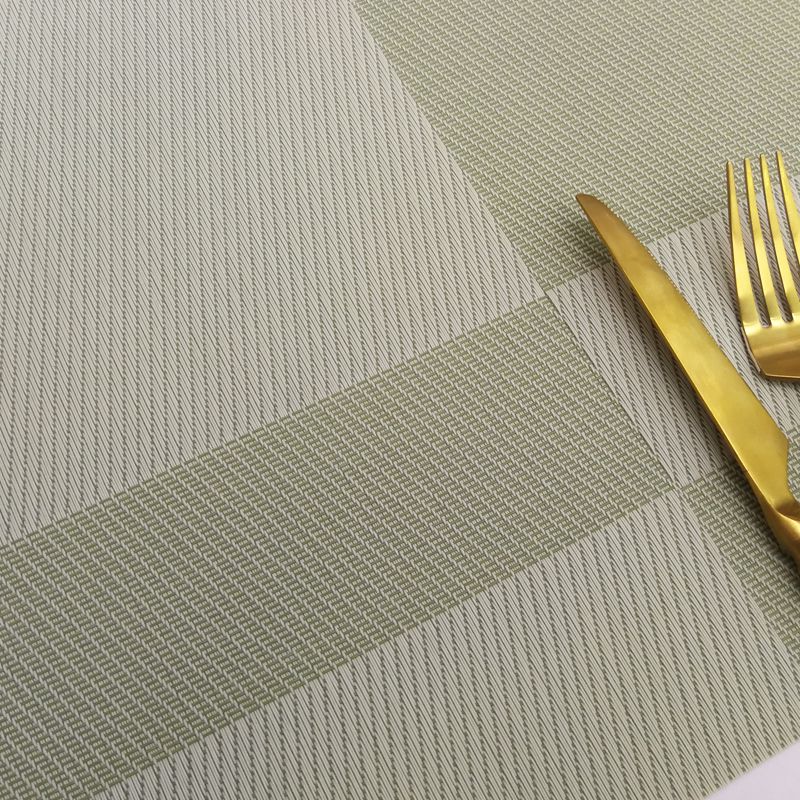 Simple Plaid Woven Texlin Placemat Pvc Placemat Hotel Thickened Insulation Non-Slip Placemat Factory Direct Sales Item Picture