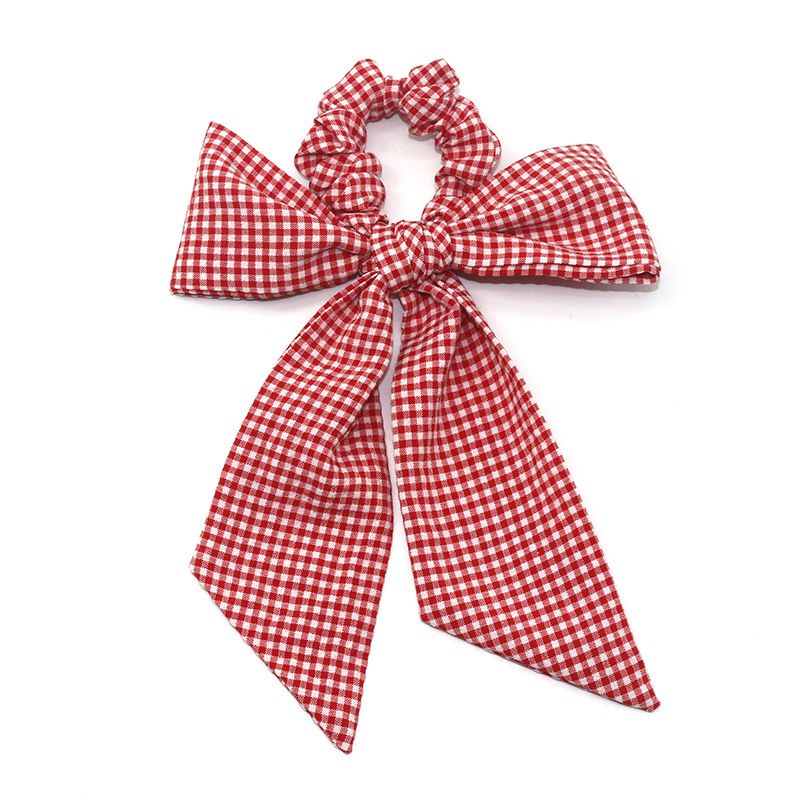 欧美新款蝴蝶结格子大肠发圈 时尚个性发绳头花布艺发饰批发详情图5