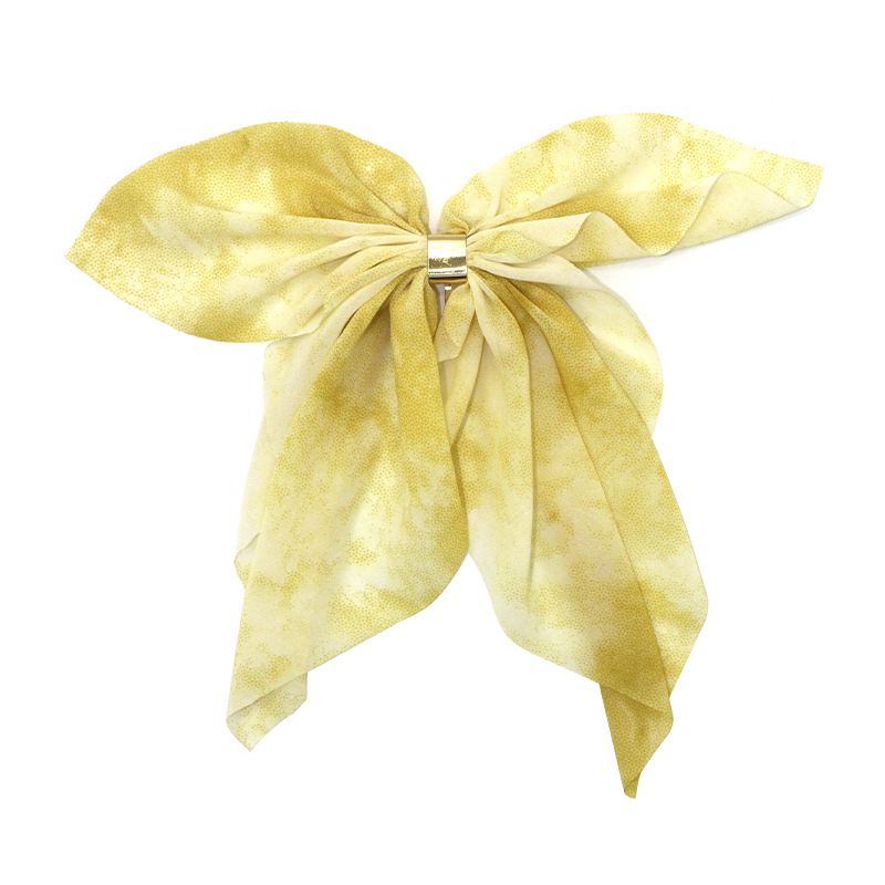 Cross-border retro printed chiffon curly silk scarf hair tie, ribbon ponytail hair band, Korean version bow hair tie pic 4